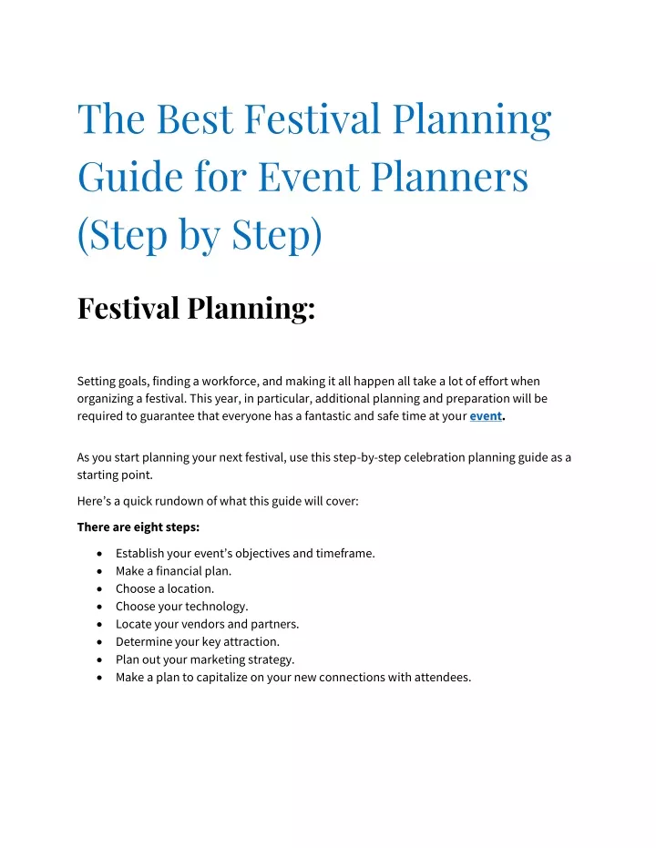 the best festival planning guide for event