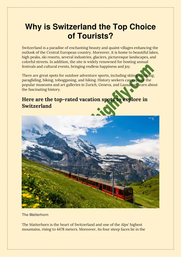 why is switzerland the top choice of tourists