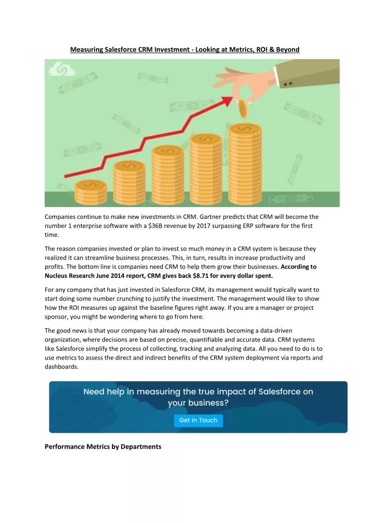 measuring salesforce crm investment looking