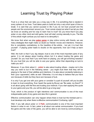 learning trust by playing poker