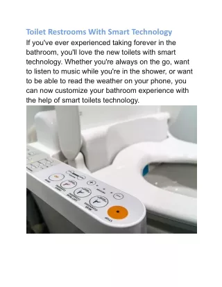 Toilet Restrooms With Smart Technology