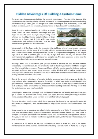 hidden advantages of building a custom home