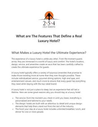 What are The Features That Define a Real Luxury Hotel