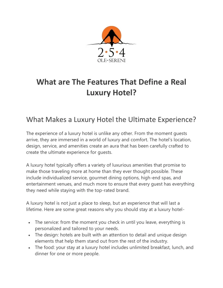 what are the features that define a real luxury
