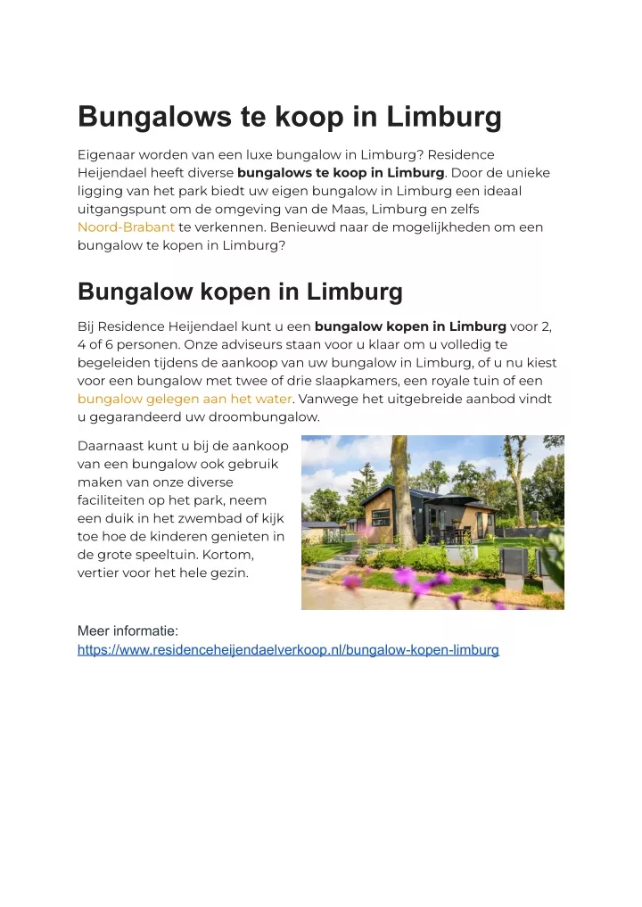 bungalows te koop in limburg