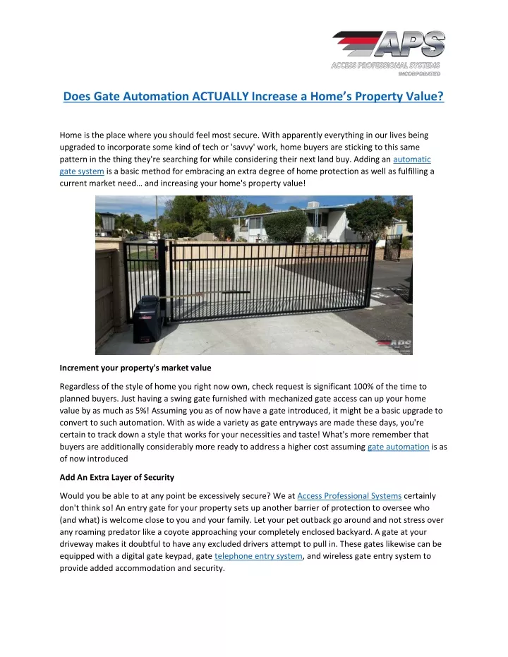 does gate automation actually increase a home