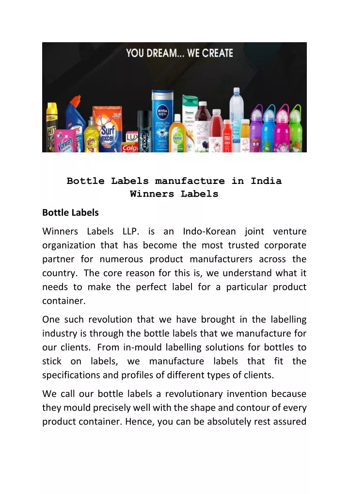 bottle labels manufacture in india winners labels