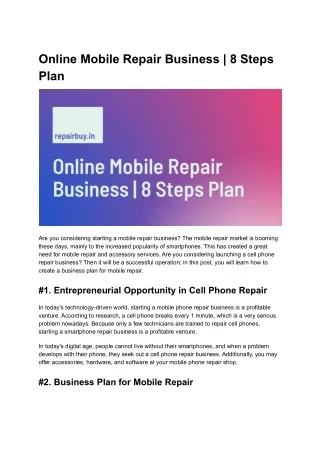 Online Mobile Repair Business | 8 Steps Plan