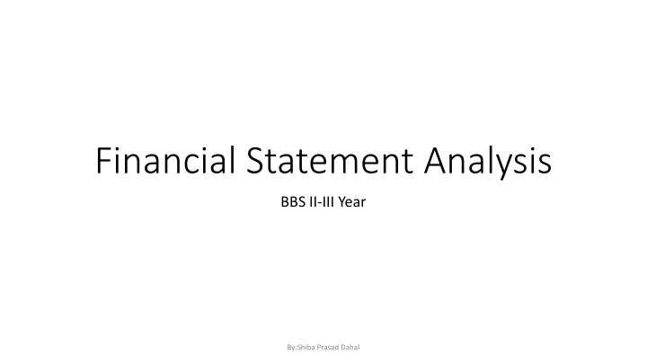 PPT - Financial Statement Analysis PowerPoint Presentation, Free ...