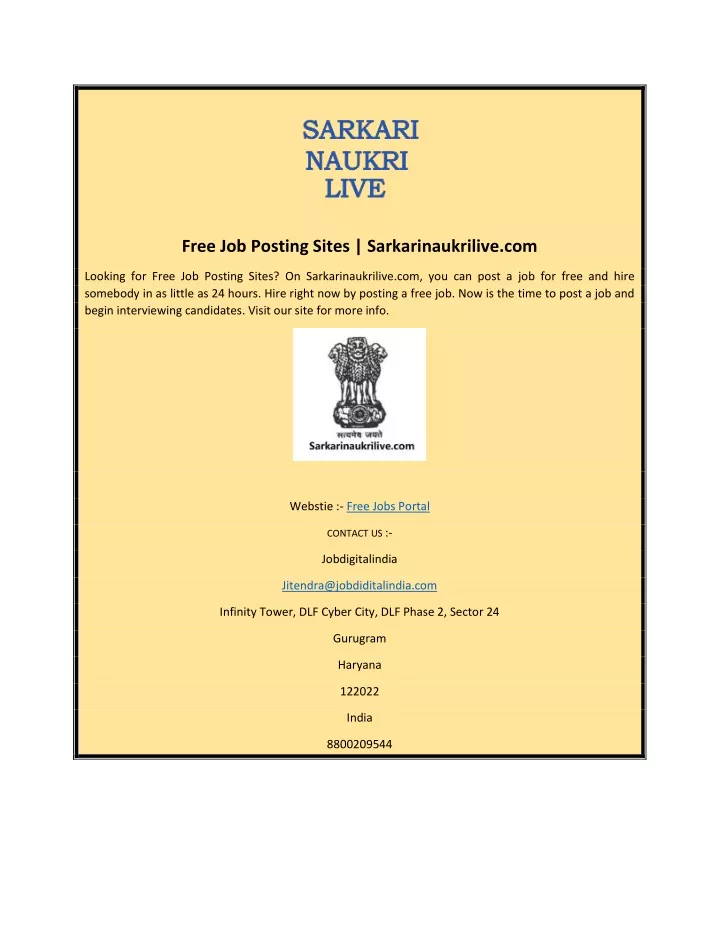 free job posting sites sarkarinaukrilive com