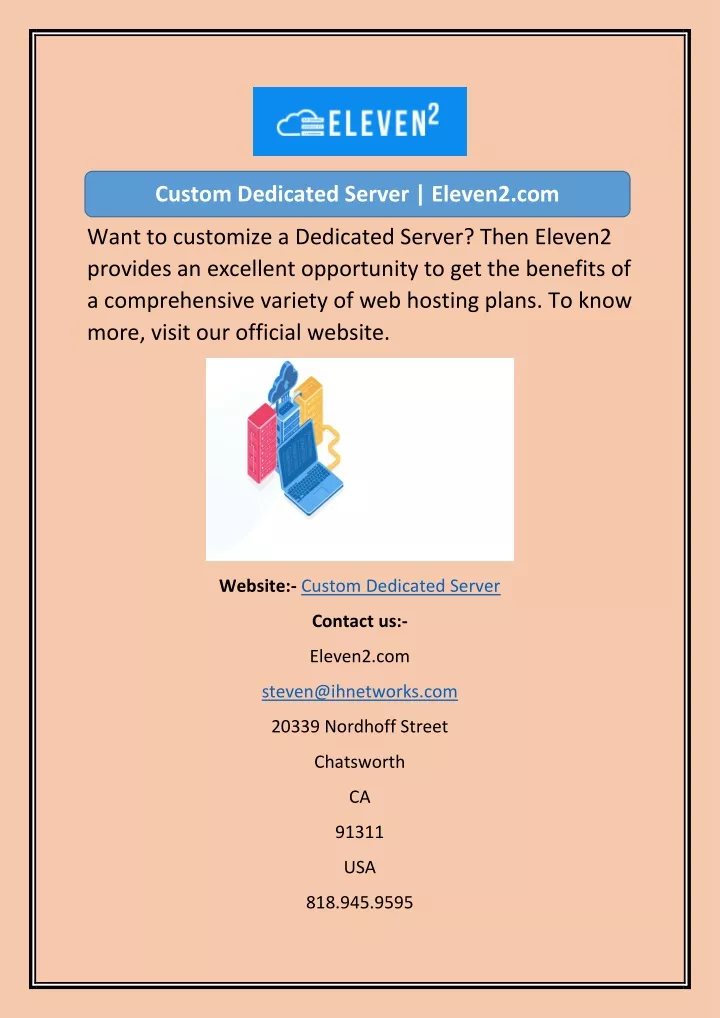 custom dedicated server eleven2 com