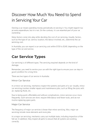 discover how much you need to spend in servicing