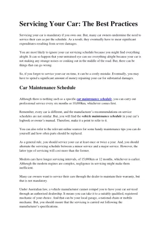 servicing your car the best practices servicing