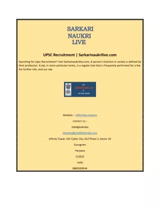 upsc recruitment sarkarinaukrilive com