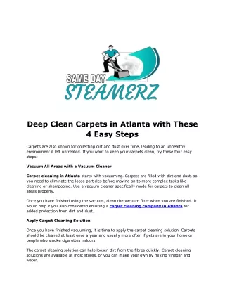 Deep Clean Carpets in Atlanta with These 4 Easy Steps