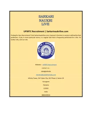 upsrtc recruitment sarkarinaukrilive com