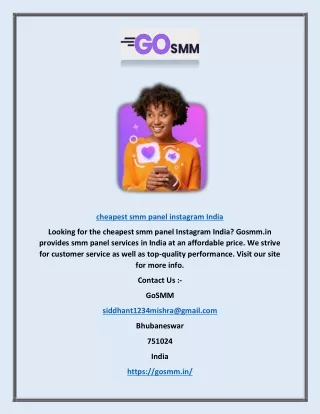Cheapest Smm Panel Instagram India | Gosmm.in