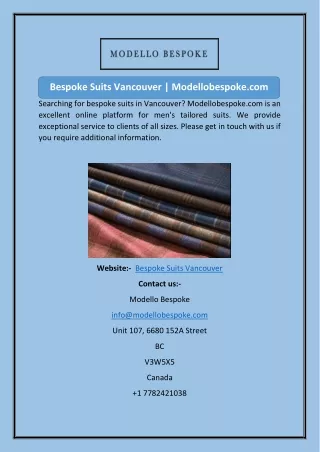bespoke suits vancouver modellobespoke com