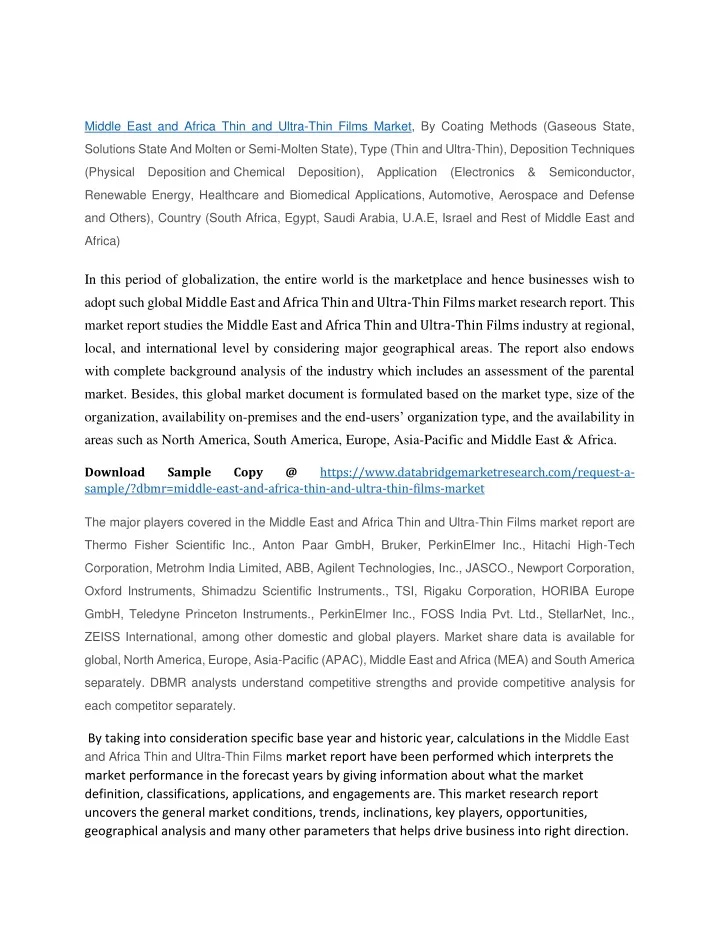 middle east and africa thin and ultra thin films