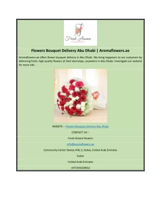 Flowers Bouquet Delivery Abu Dhabi | Aromaflowers.ae