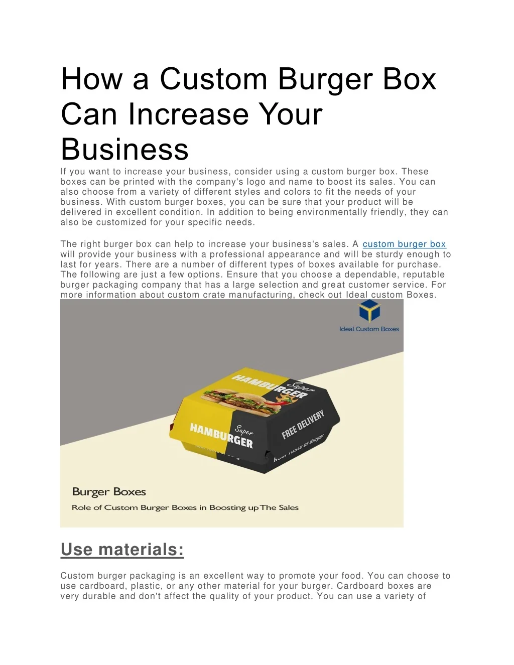 PPT - How a Custom Burger Box Can Increase Your Business PowerPoint ...