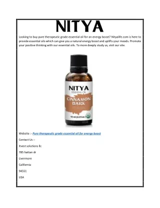 Pure Therapeutic Grade Essential Oil for Energy Boost  Nityalife.com