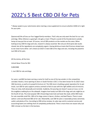 2022’s 5 Best CBD Oil for Pets