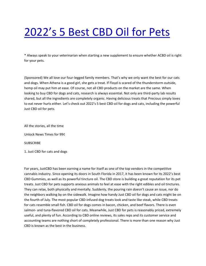 2022 s 5 best cbd oil for pets