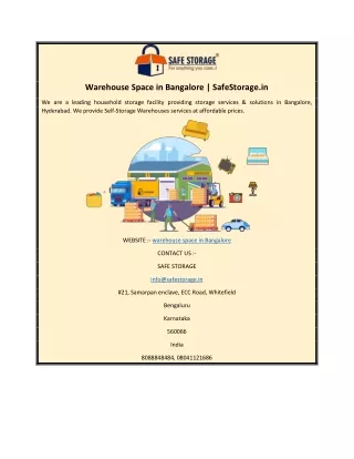 warehouse space in bangalore safestorage in
