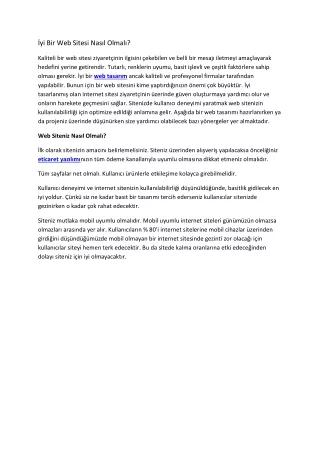 yi bir web sitesi nas l olmal