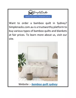 Bamboo Quilt Sydney  Simplenacks.com.au