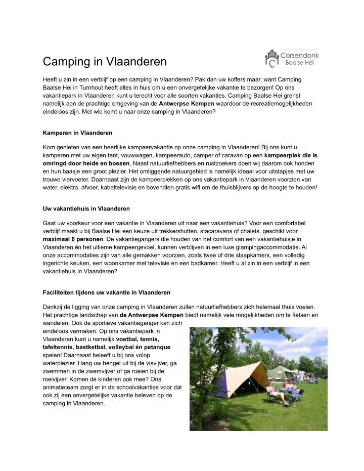 camping in vlaanderen