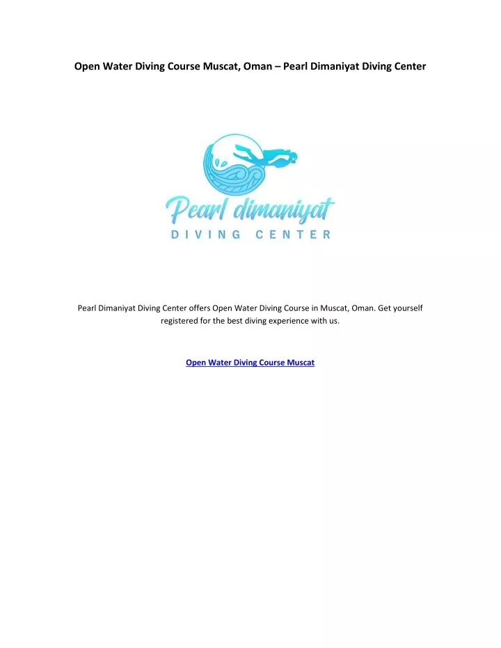 open water diving course muscat oman pearl