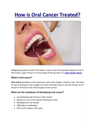 How is Oral Cancer Treated?