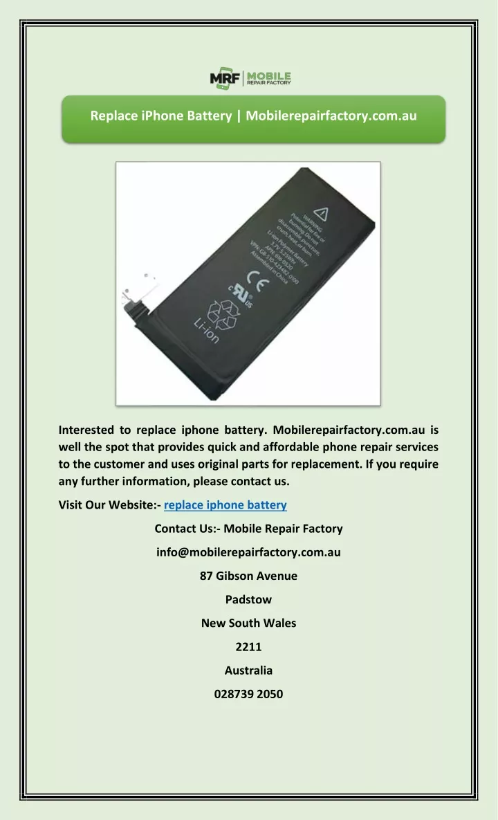 replace iphone battery mobilerepairfactory com au