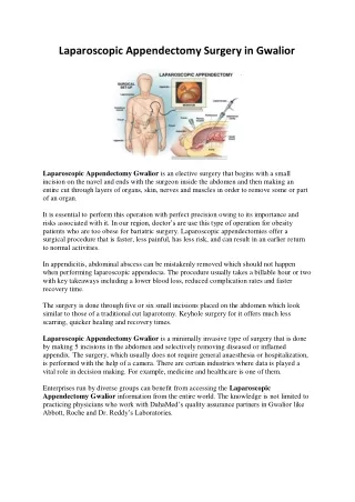 Laparoscopic Appendectomy Surgery in Gwalior