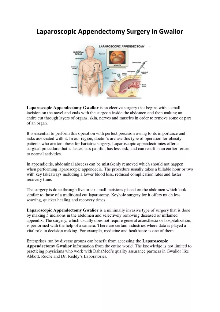 PPT - Laparoscopic Appendectomy Surgery in Gwalior PowerPoint ...