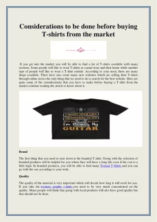 Considerations to be done before buying T-shirts from the market