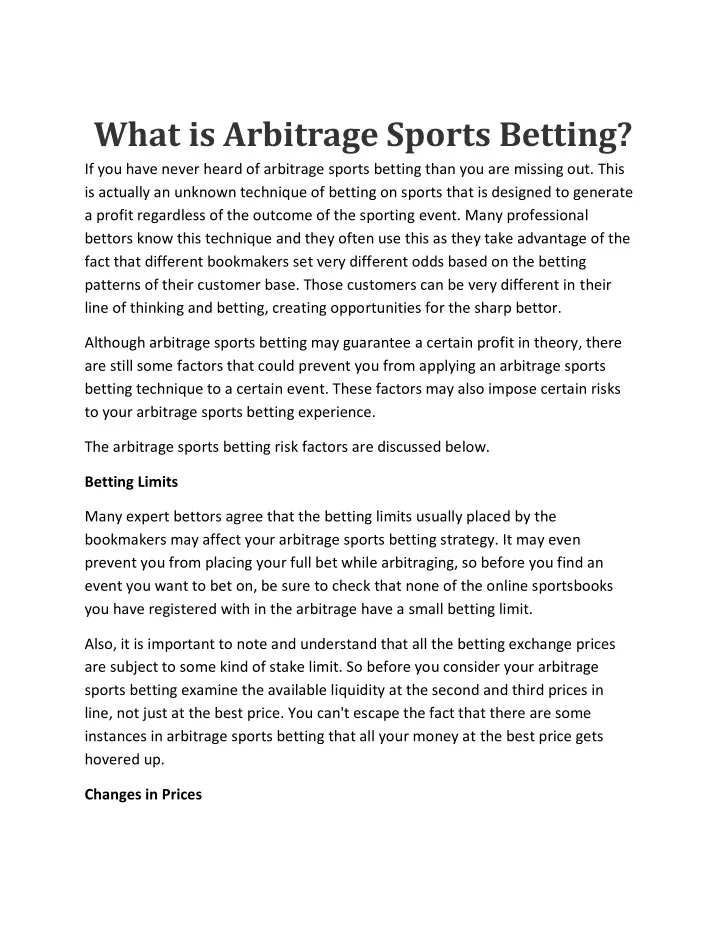 what is arbitrage sports betting if you have