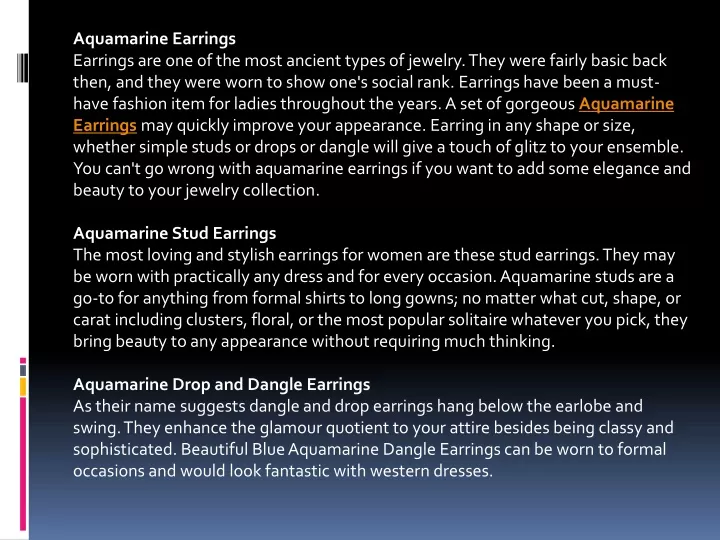aquamarine earrings earrings are one of the most