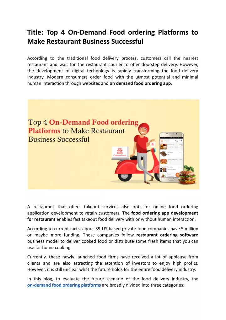 title top 4 on demand food ordering platforms