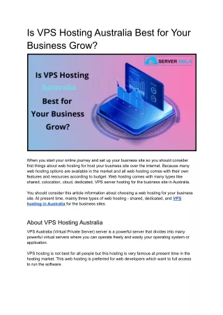 Is VPS Hosting Australia Best for Your Business Grow