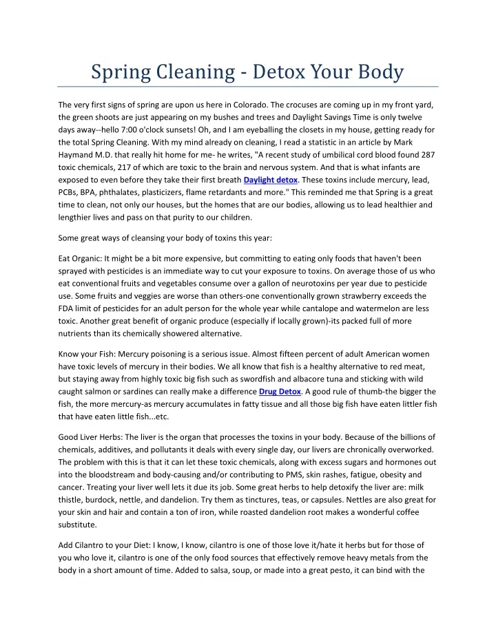 spring cleaning detox your body