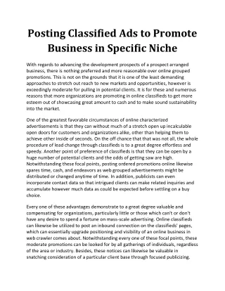 Posting Classified Ads To Promote Business In Specific Niche