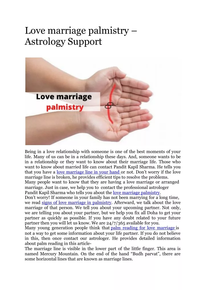 love marriage palmistry astrology support