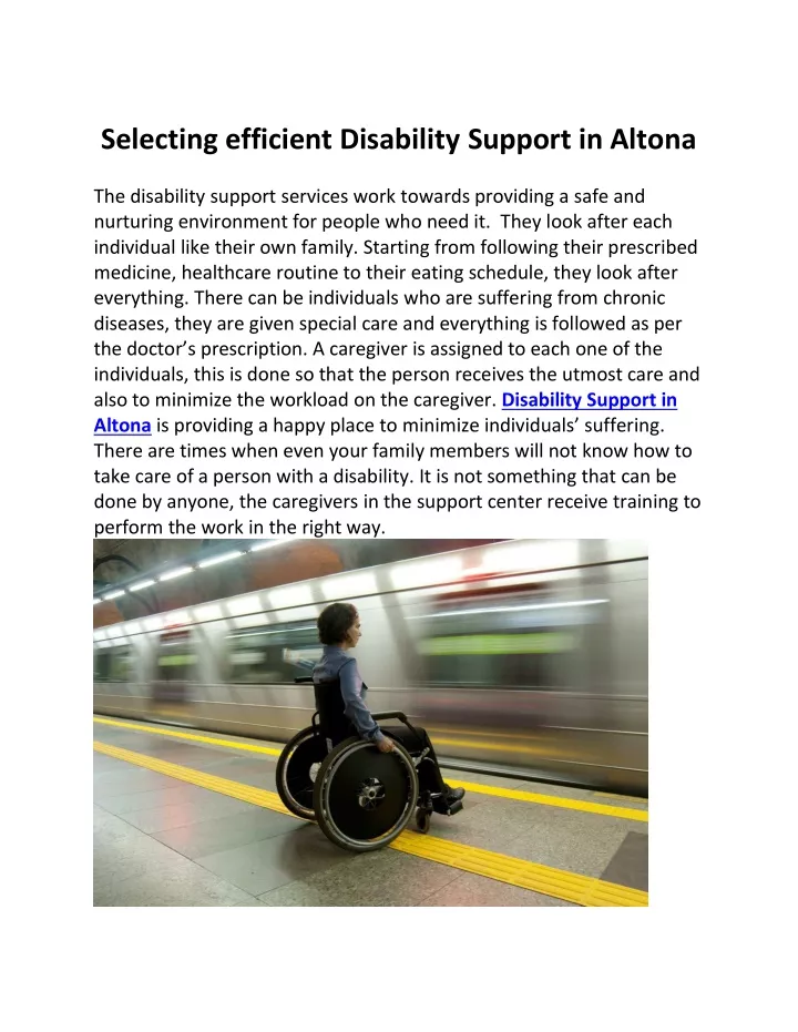 selecting efficient disability support in altona