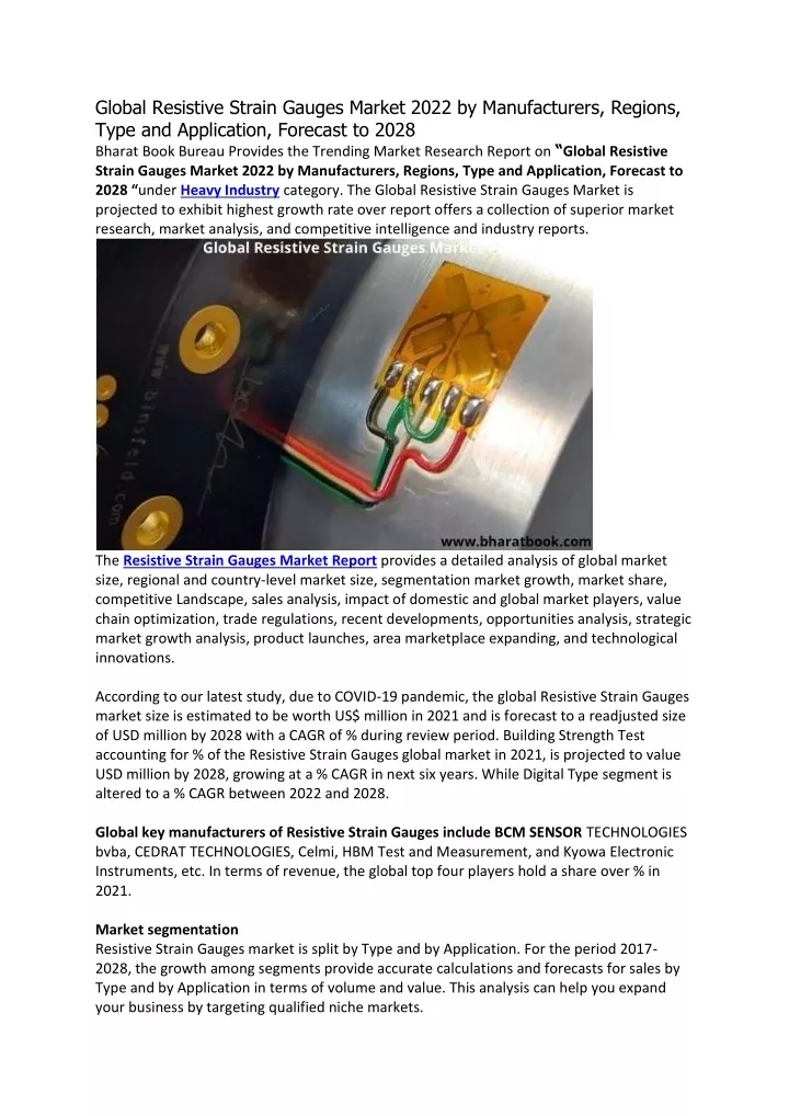 global resistive strain gauges market 2022