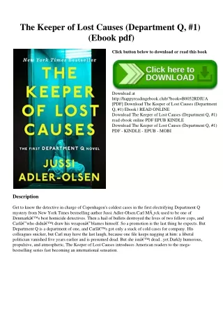 EBOOK The Keeper of Lost Causes (Department Q  #1) (Ebook pdf)