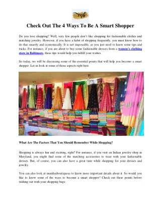 check out the 4 ways to be a smart shopper