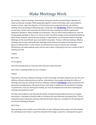 make meetings work